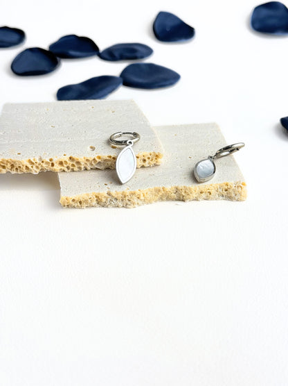 Silver and pearl steel earrings