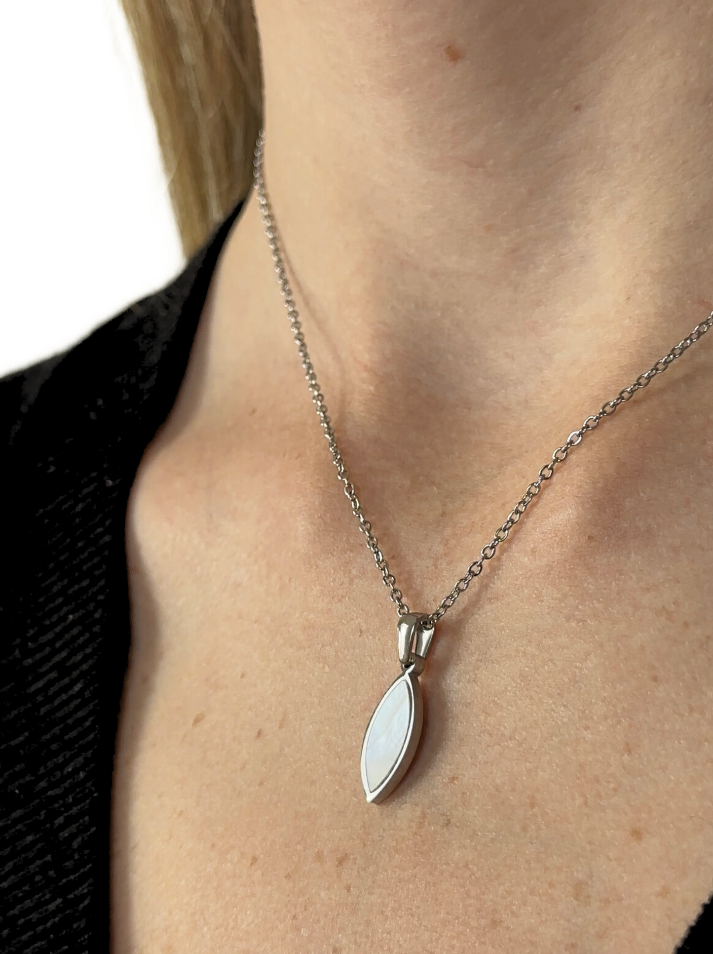 Silver and pearl steel necklace