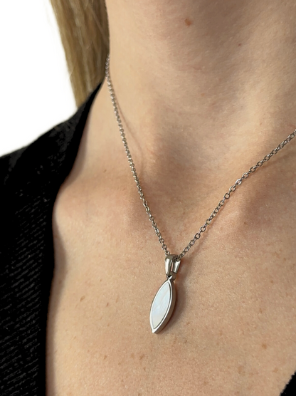 Silver and pearl steel necklace