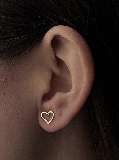 Boucles d'oreilles en acier doré avec coeur