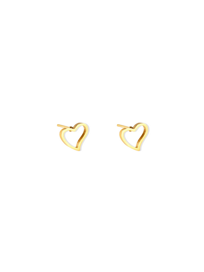 Golden steel earrings with heart