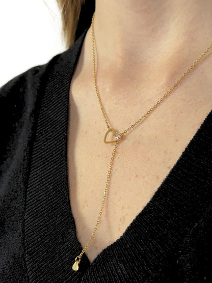 Heart gold steel necklace