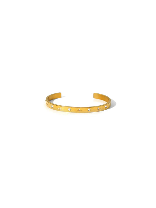Rigid gold steel bracelet with zirconia