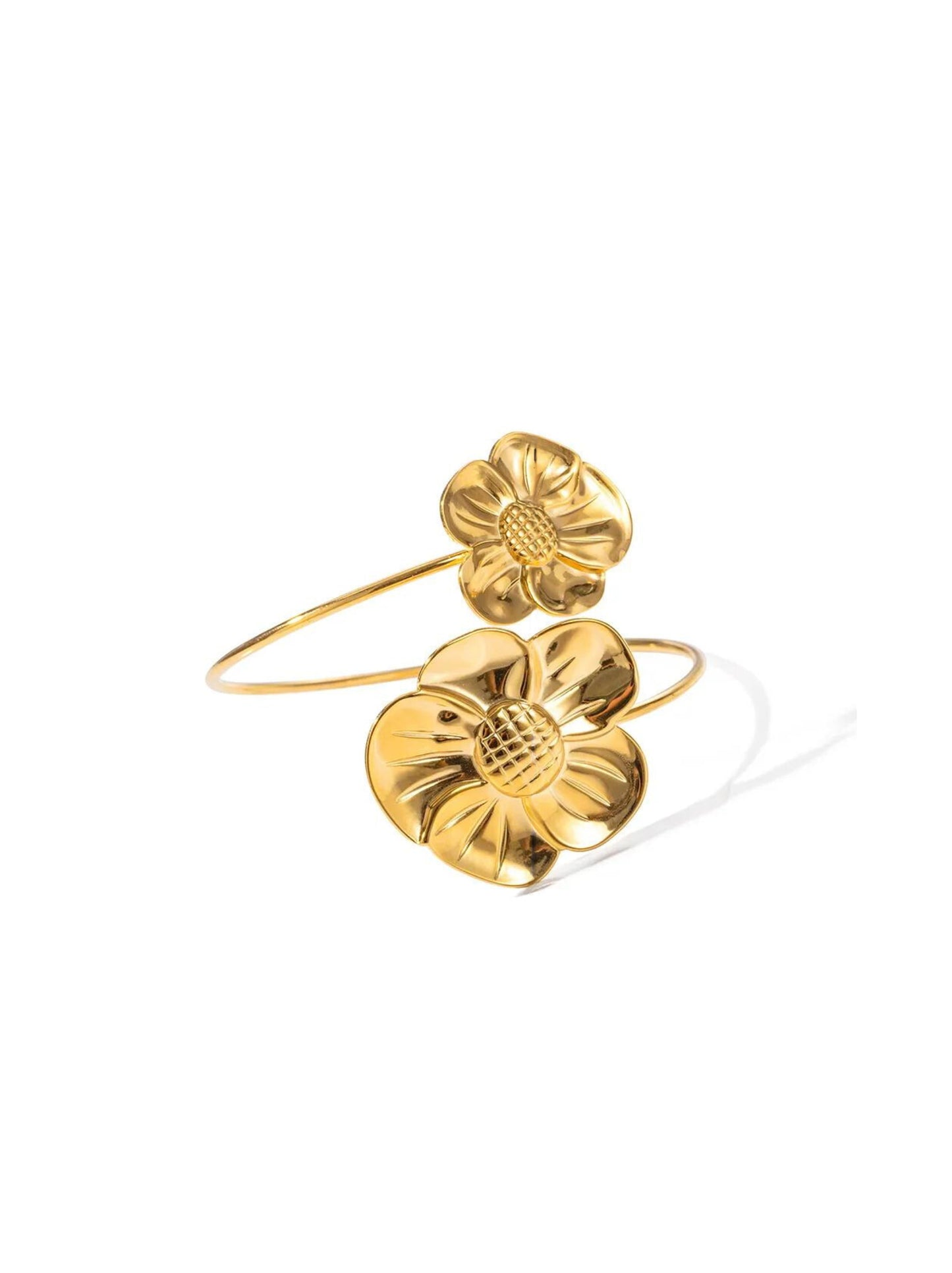 Golden flower rigid steel bracelet