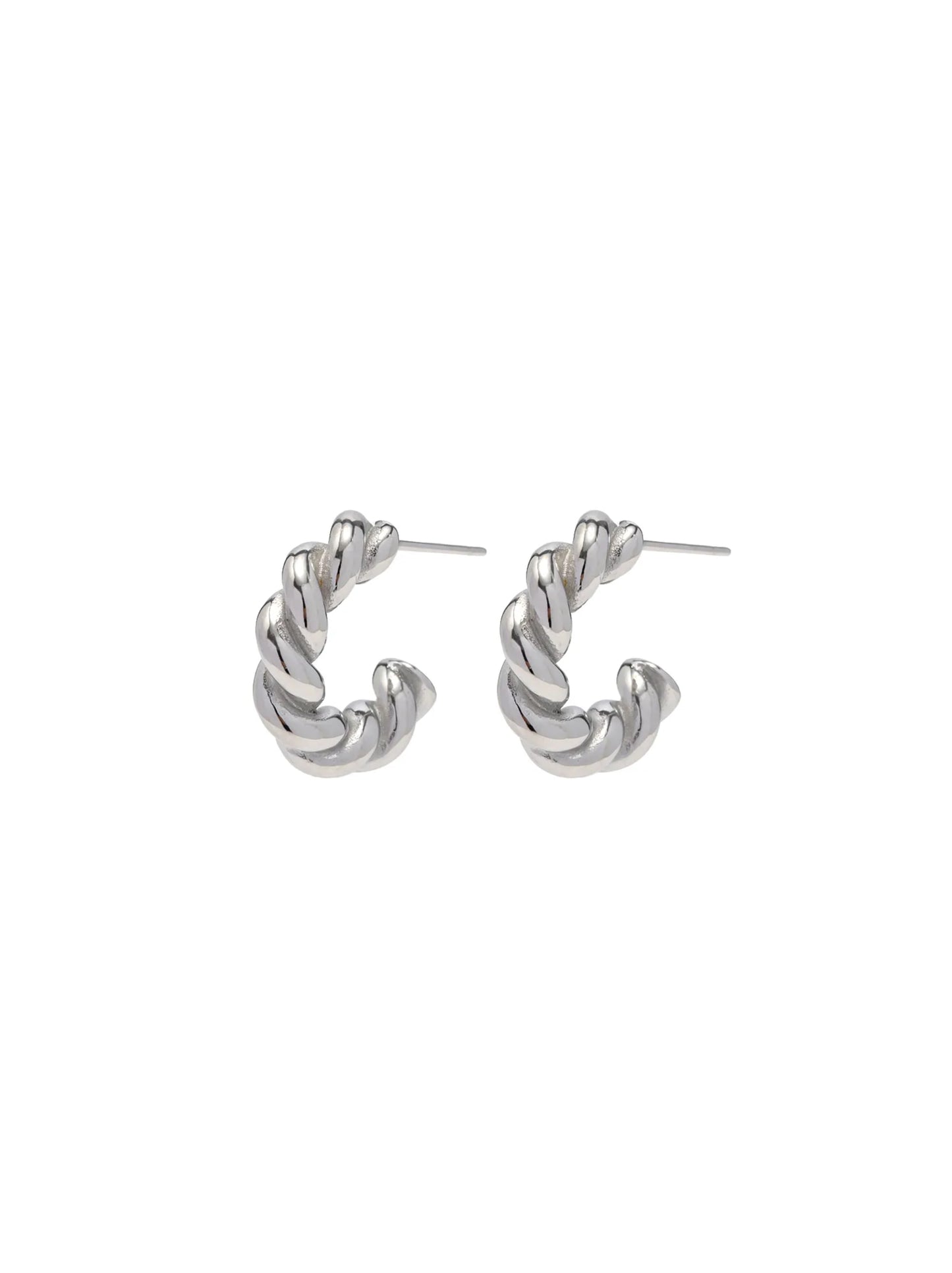 Twisted silver steel hoops