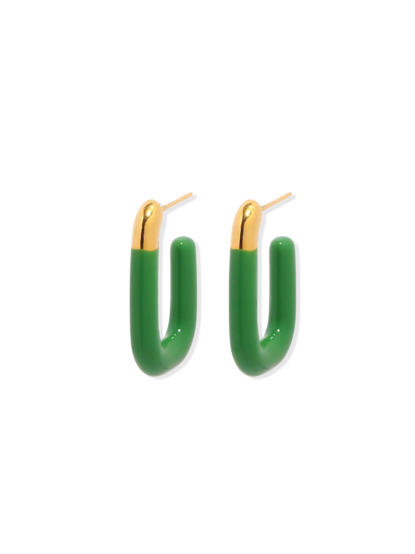 Green enamelled gold steel rings