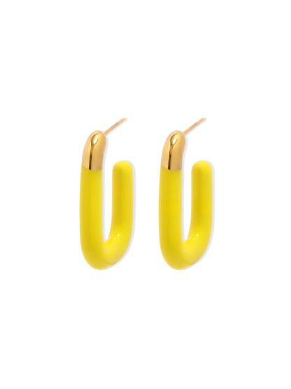 Yellow enamelled gold steel rings