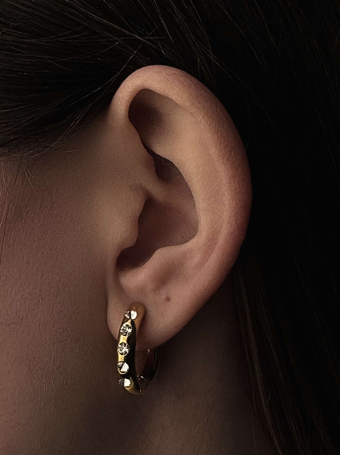 Silver steel link earrings