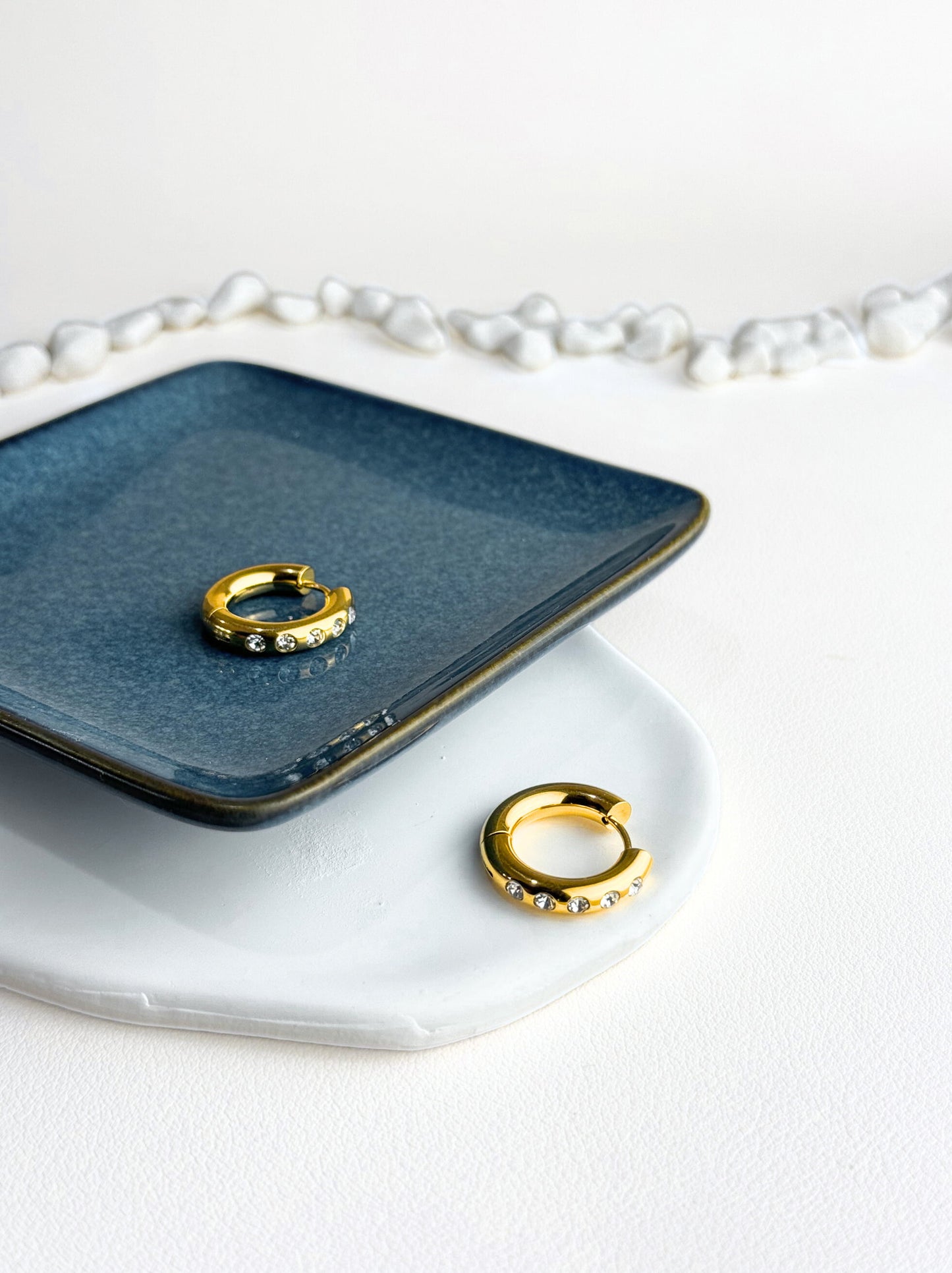 Silver steel link earrings