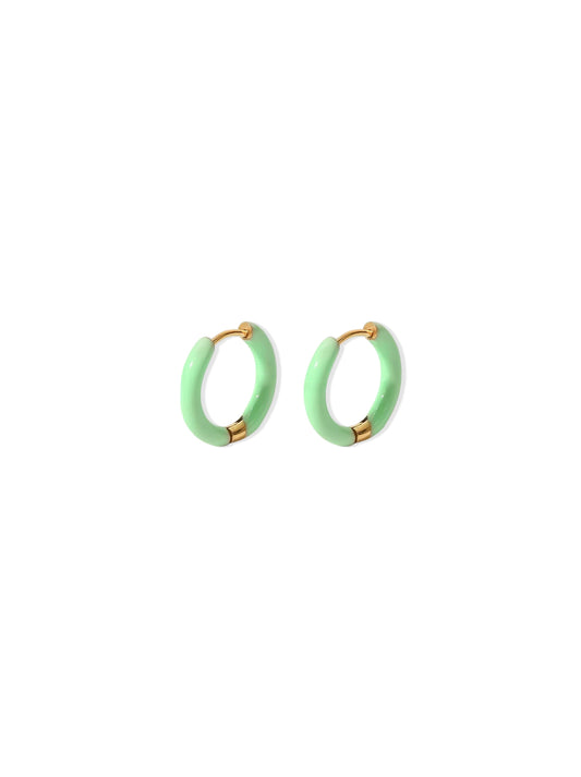 Green enameled gold steel rings