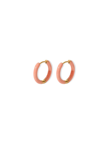 Pink enamel gold steel rings