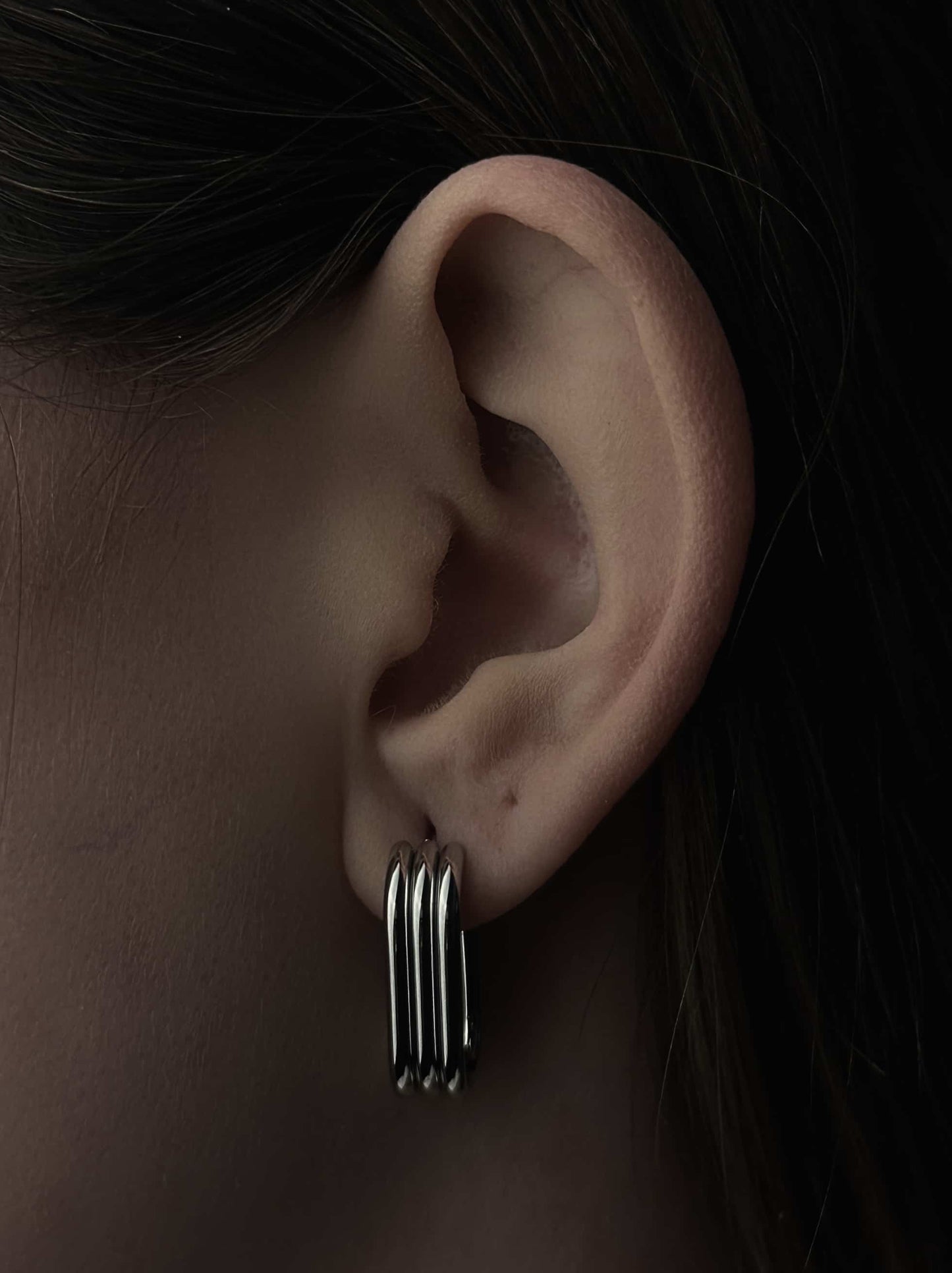 Boucles d'oreilles en acier argenté