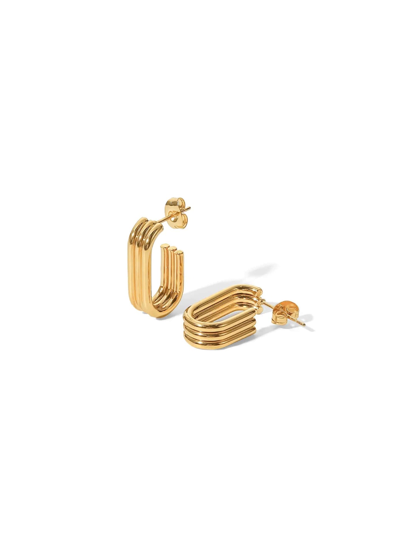 Golden steel earrings