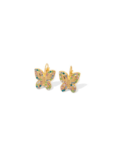 Boucles d'oreilles Acier Doré Papillon Zircone