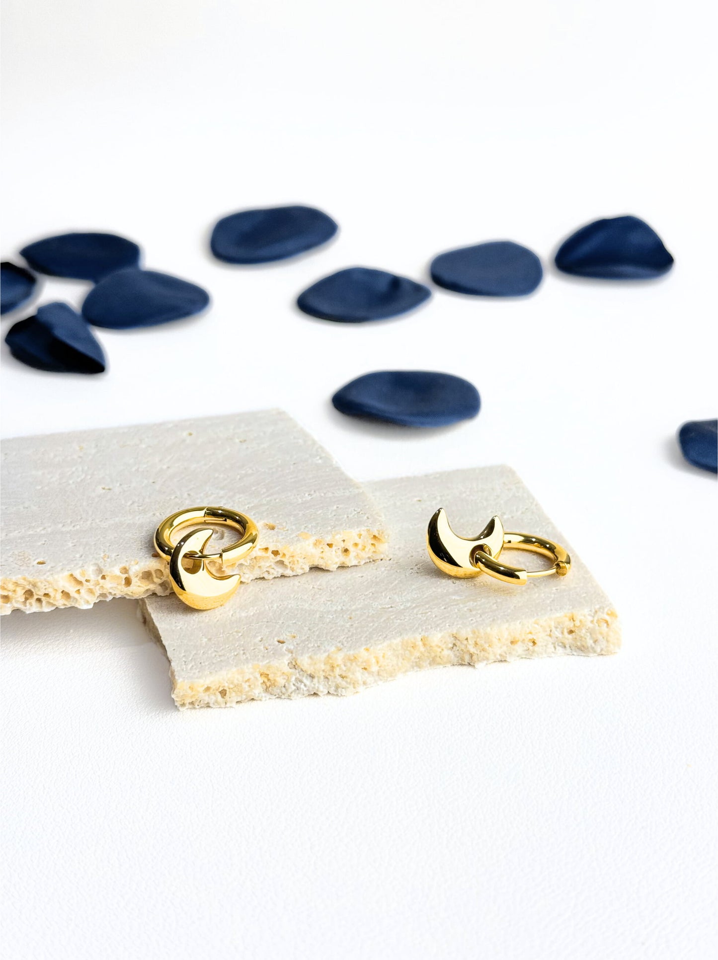 Moon gold steel hoops