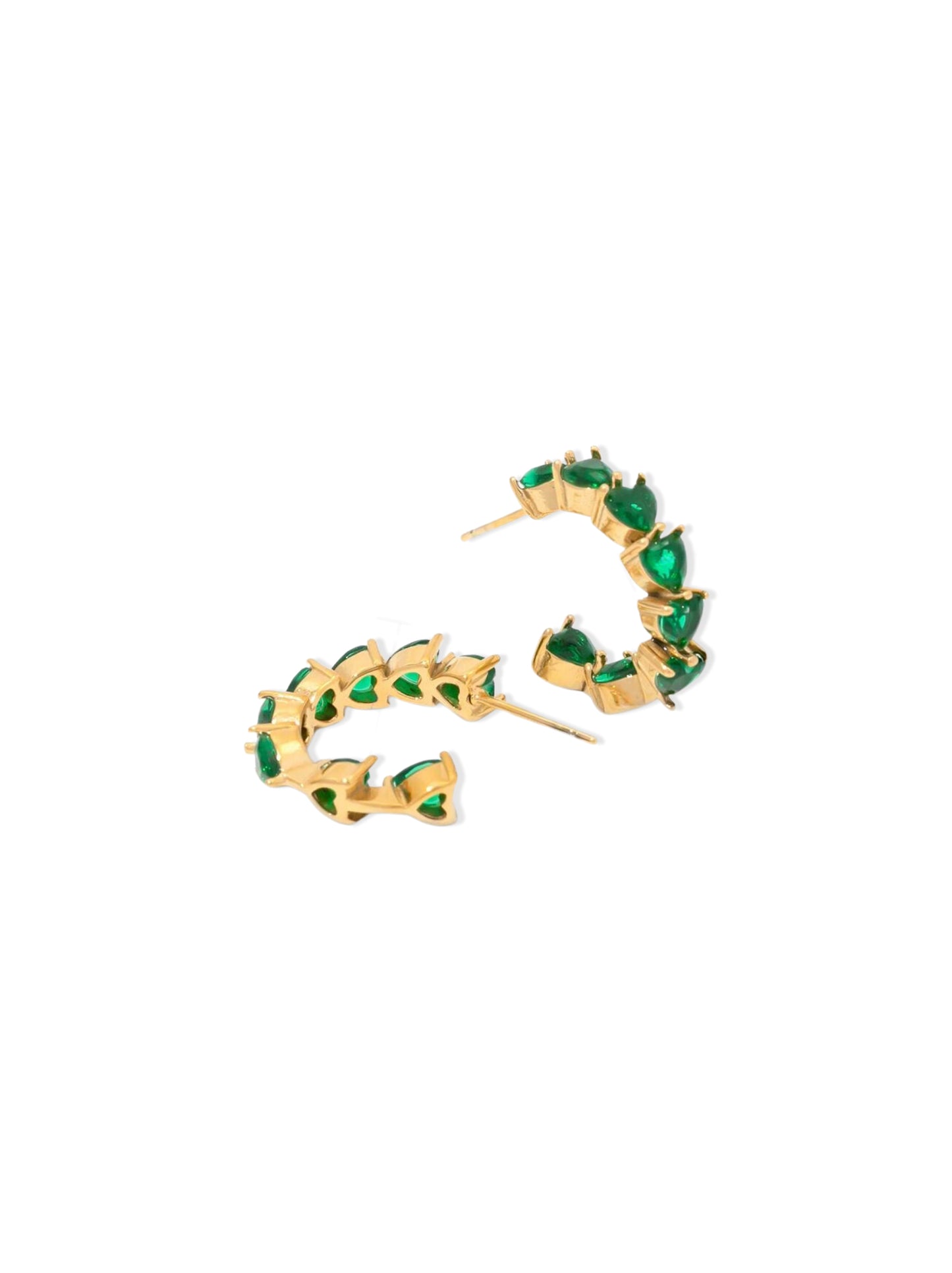 Green zirconia gold steel hoops