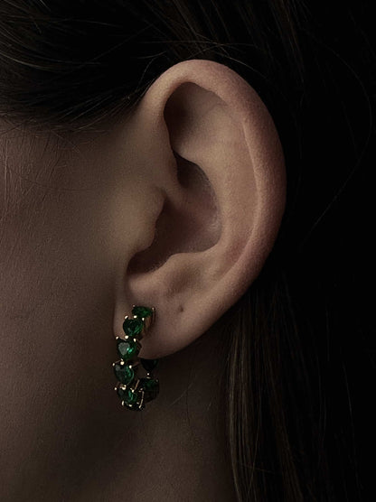 Green zirconia gold steel hoops