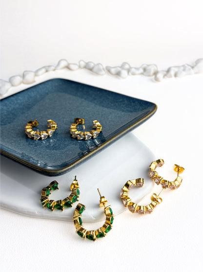 Green zirconia gold steel hoops