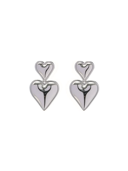 Heart silver steel earrings