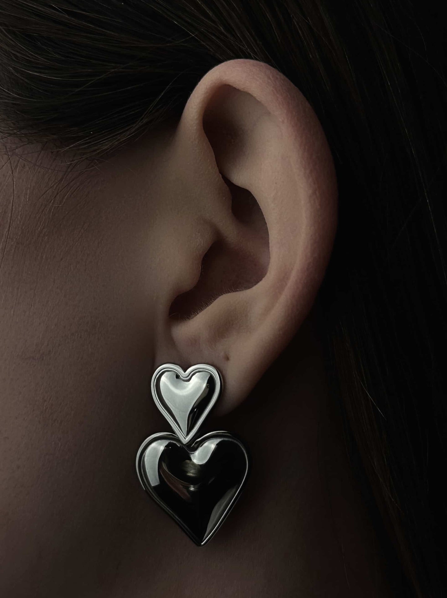 Heart silver steel earrings