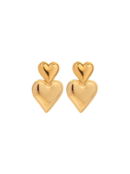 Heart gold steel earrings