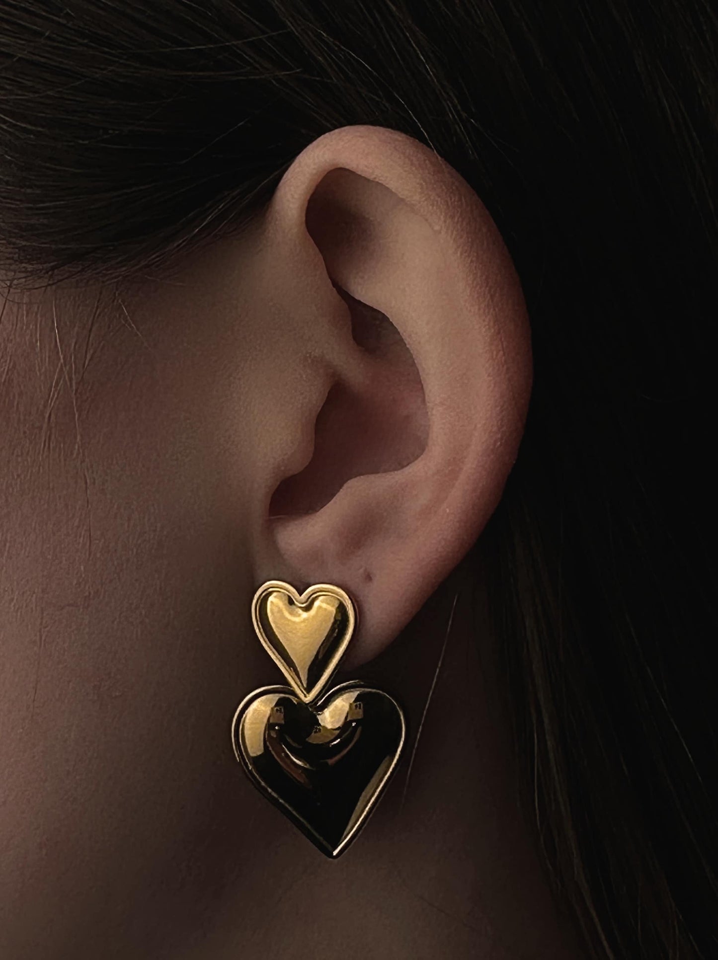 Heart gold steel earrings