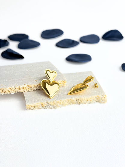 Heart gold steel earrings