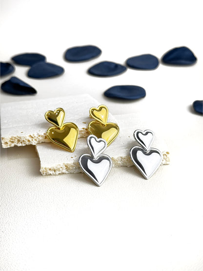 Heart gold steel earrings