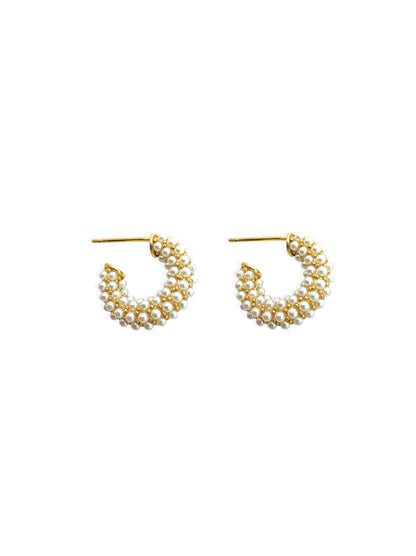 Golden steel hoops with pearls