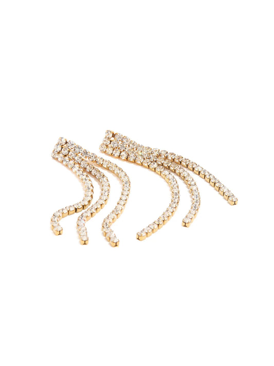 Long Zirconia Gold Steel Earrings