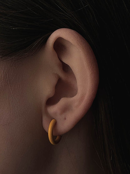 Orange enamelled silver steel rings