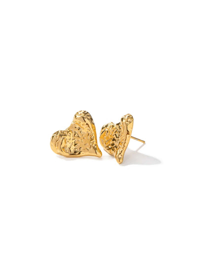 Irregular heart gold steel earrings