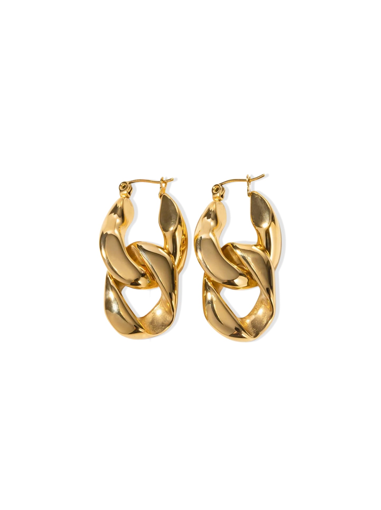 Golden link steel earrings