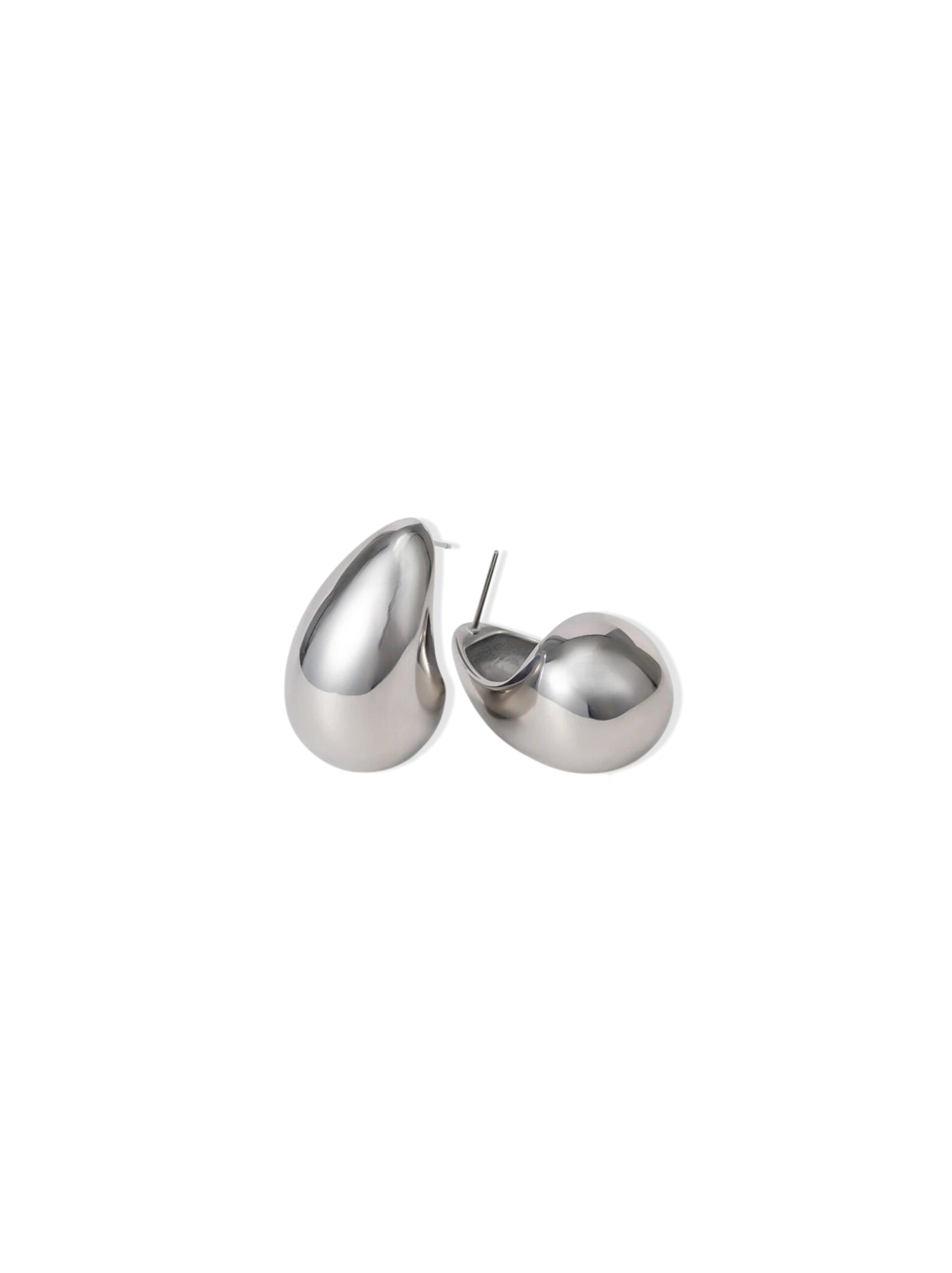 Silver steel drop earrings