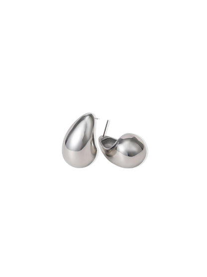 Silver steel drop earrings