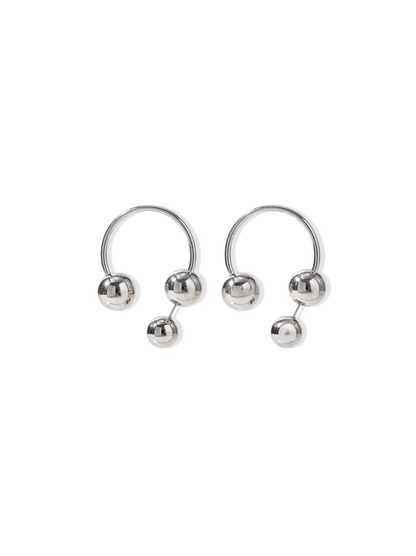 Ball silver steel earrings