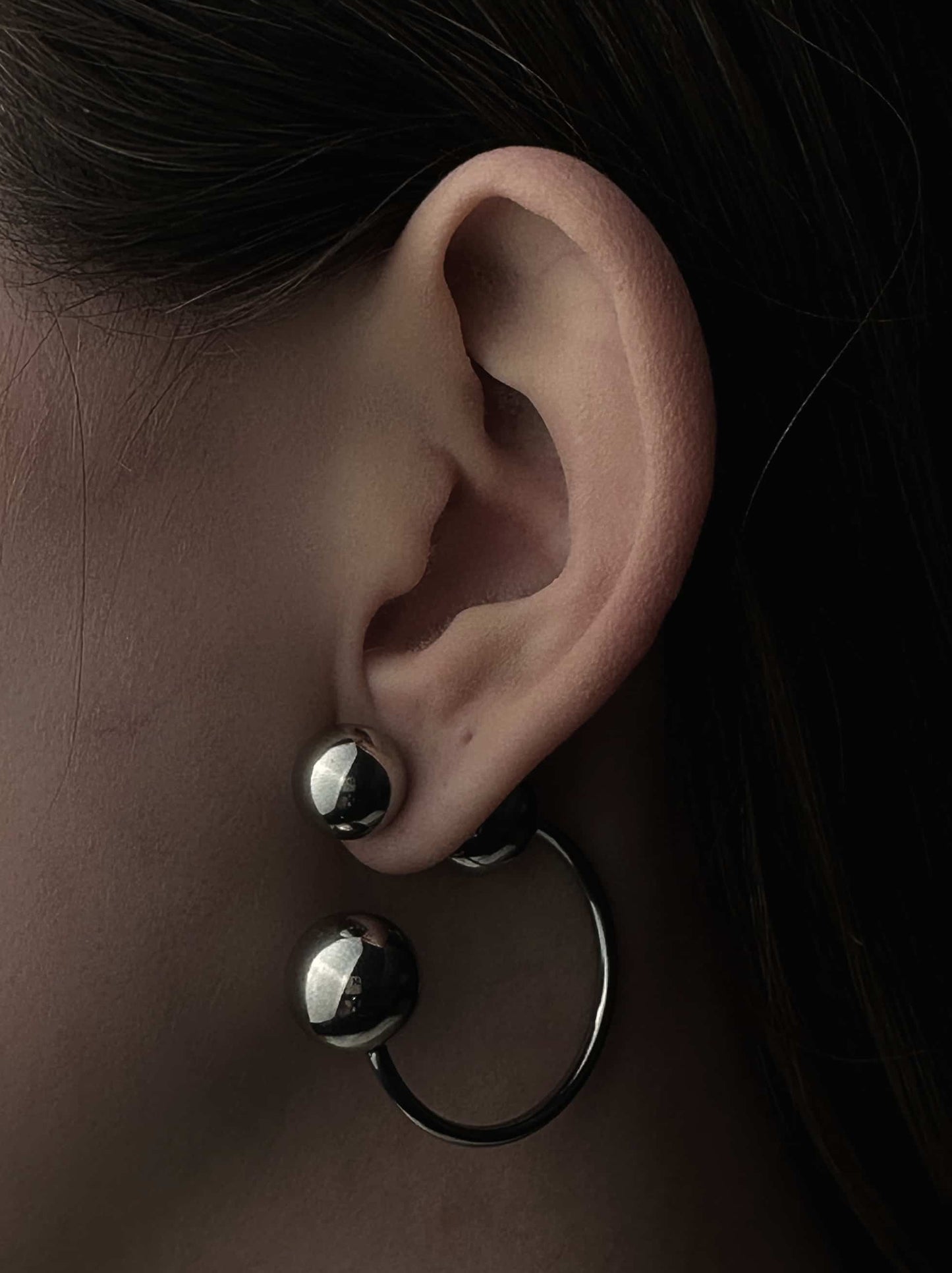 Ball silver steel earrings