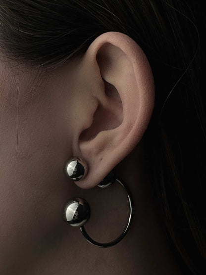 Ball silver steel earrings