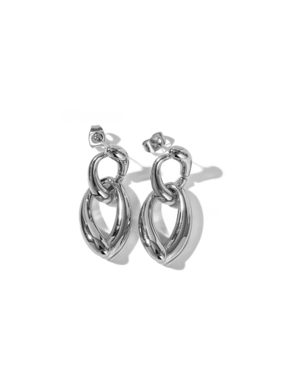 Silver steel link earrings