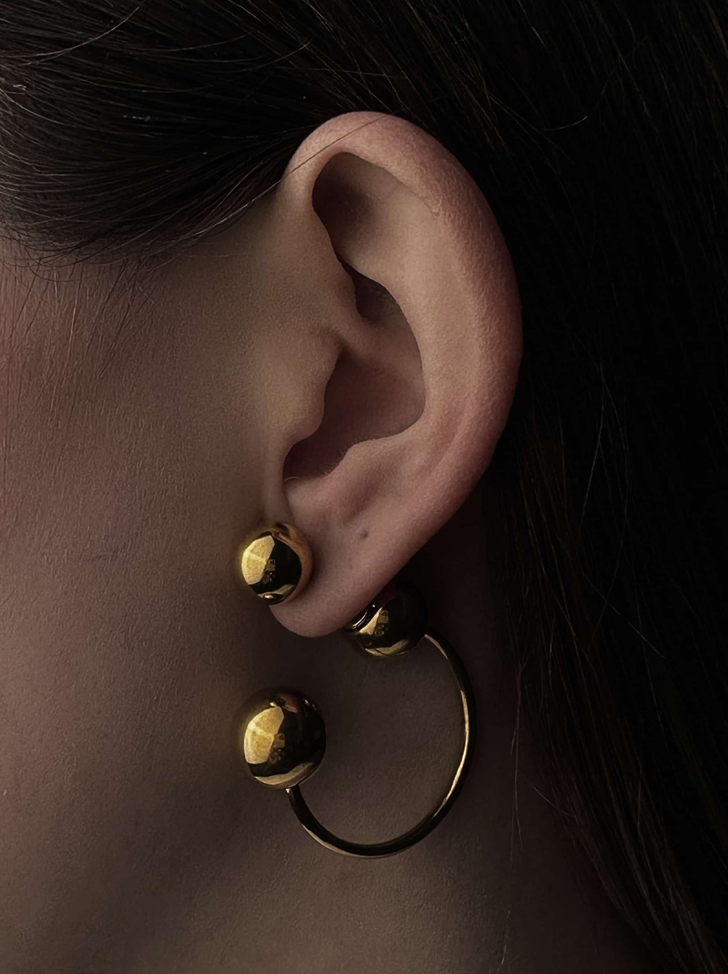 Ball gold steel earrings