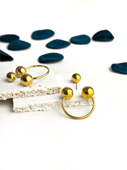 Ball gold steel earrings