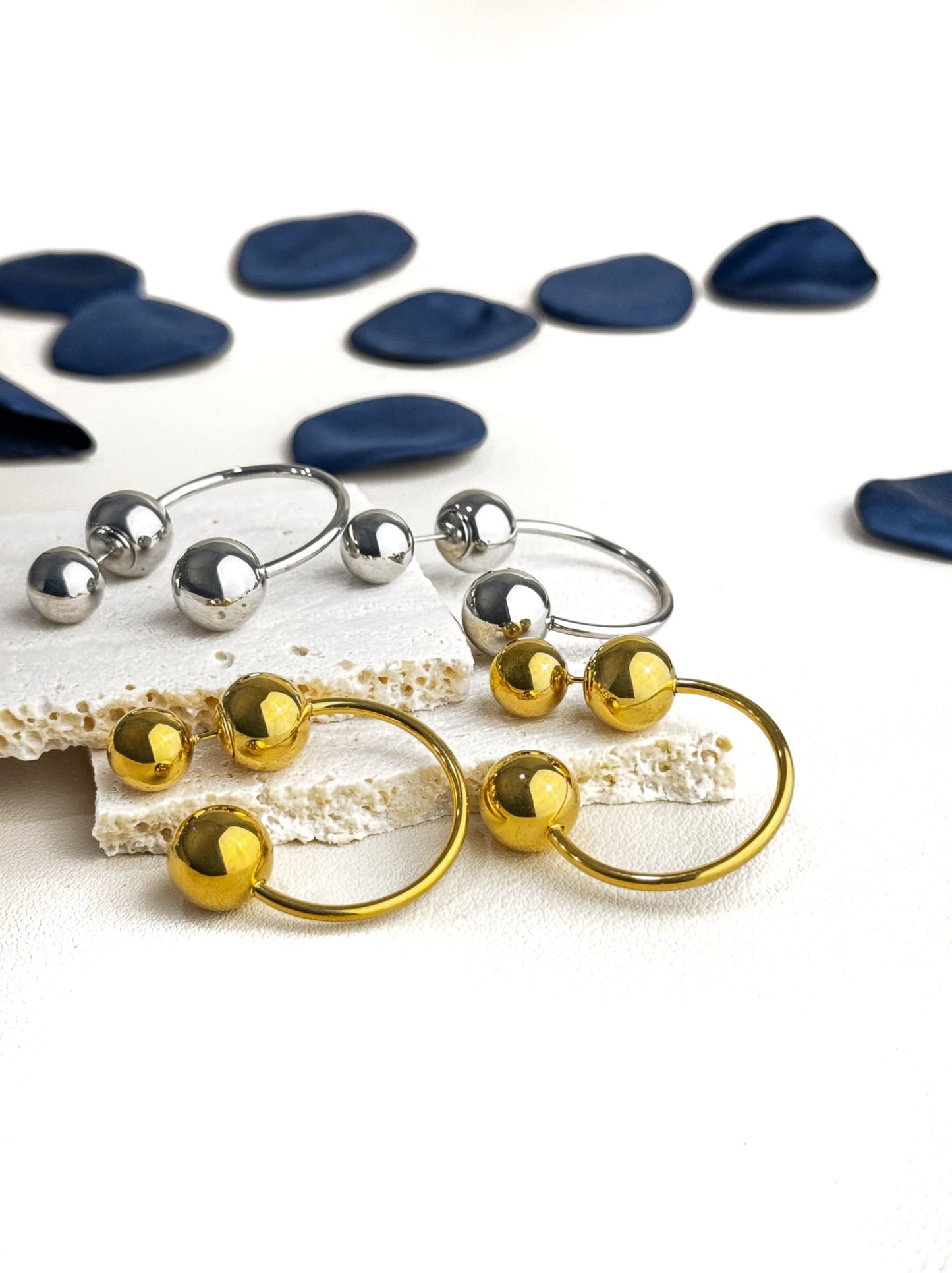 Ball gold steel earrings