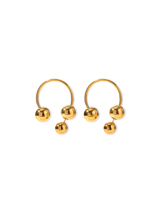 Ball gold steel earrings