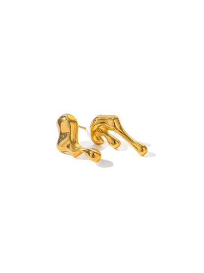 Melted gold steel earrings