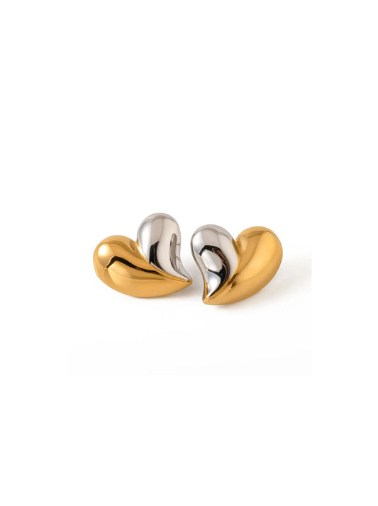 Gold and silver steel earring