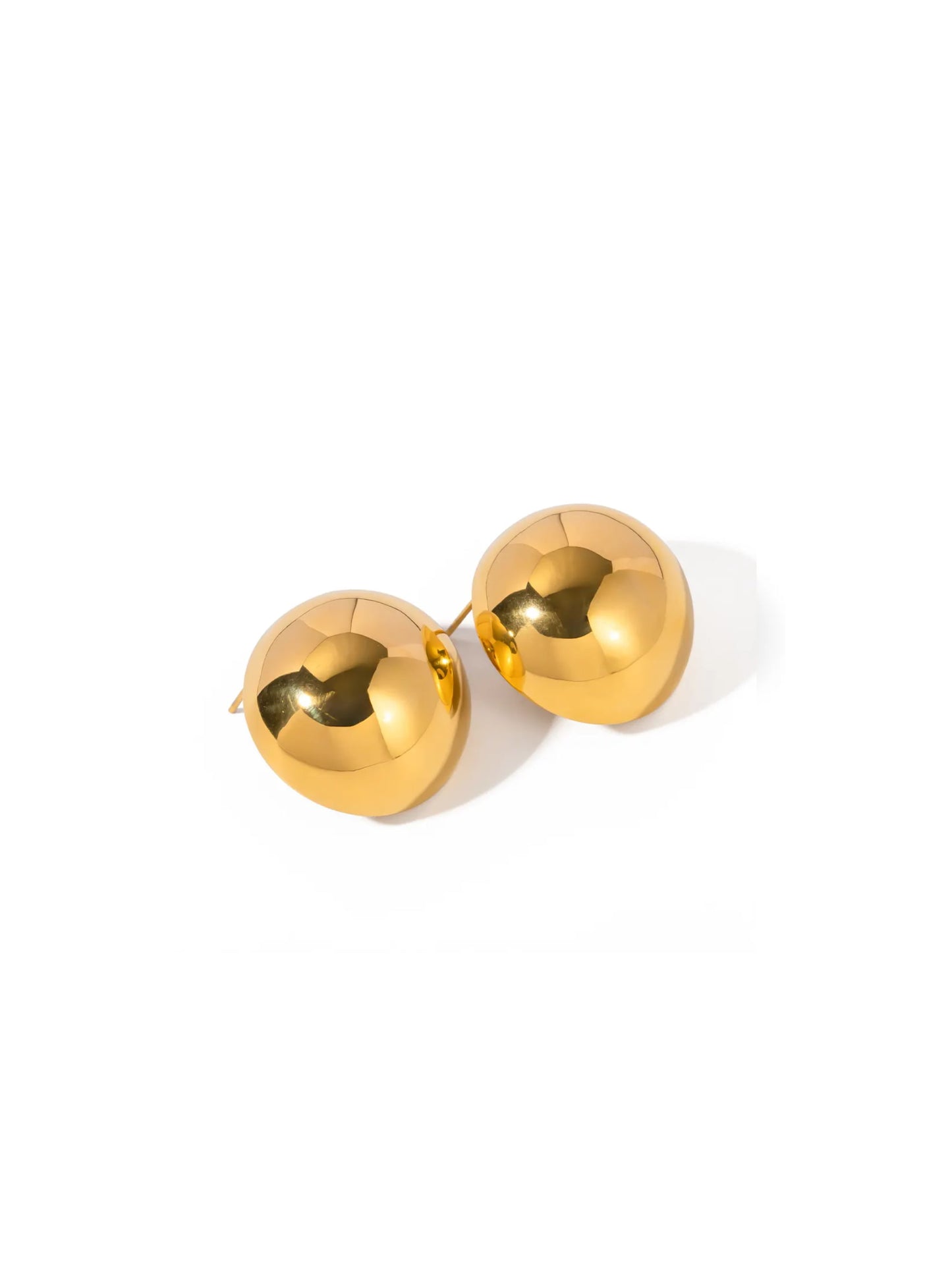 Ball gold steel earrings