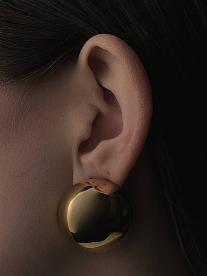 Ball gold steel earrings