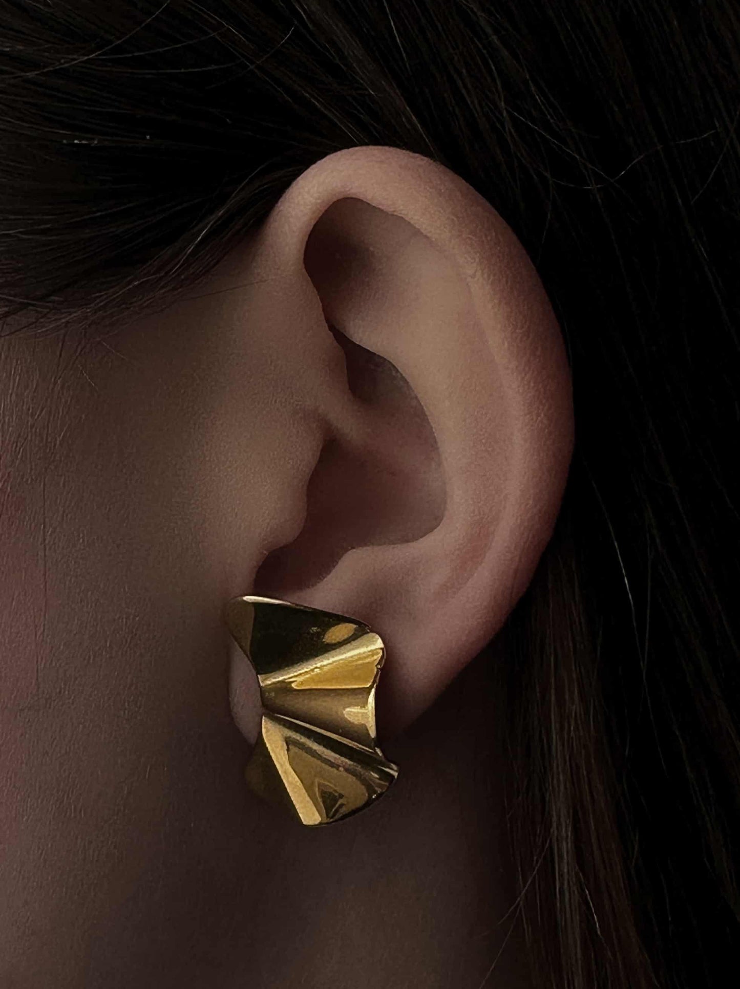 Irregular Golden Steel Earrings