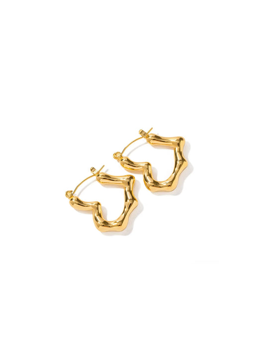 Irregular heart gold steel hoops