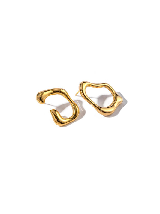 Golden steel earrings